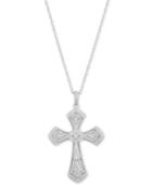 Diamond Accent Cross 18 Pendant Necklace In Sterling Silver