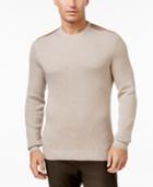 Tasso Elba Men's Faux Suede Trim Cotton Silk Sweater, Only At Macy's