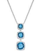 London Blue Topaz Three-stone Pendant Necklace In Sterling Silver (4 Ct. T.w.)