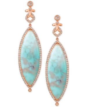 Le Vian Sky Aquaprase (38 X 13mm) & White Topaz (1-3/8 Ct. T.w.) Drop Earrings In 14k Rose Gold