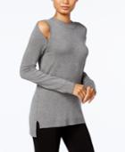 Kensie Cold-shoulder Mock-turtleneck Sweater