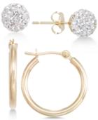 2-pc. Set Crystal Fireball Stud And Polished Hoop Earrings In 10k Gold