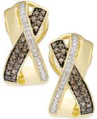 Diamond X-earrings (1/3 Ct. T.w.) In 14k Gold Vermeil And Sterling Silver