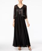 J Kara Beaded V-neck Gown And Jacket