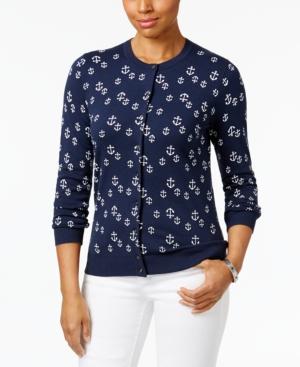 Karen Scott Anchor-pattern Cardigan, Only At Macy's
