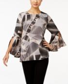 Alfani Printed Ruffle-sleeve Top, Only At Macy's