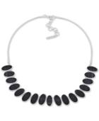 Nine West Silver-tone Oval Stone Collar Necklace, 16 + 2 Extender