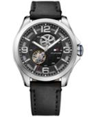 Tommy Hilfiger Men's Automatic Sophisticated Sport Black Leather Strap Watch 44mm 1791279
