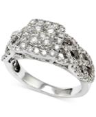 Diamond Square Cluster Engagement Ring (1-1/6 Ct. T.w.) In 14k White Gold