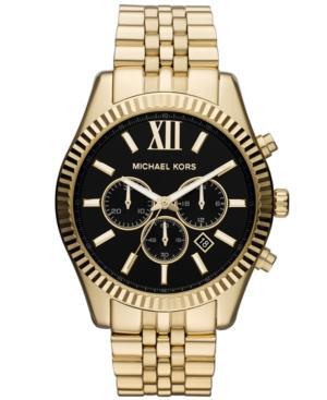 Michael Kors Men's Chronograph Lexington Gold-tone Stainless Steel Bracelet Watch 45mm Mk8286