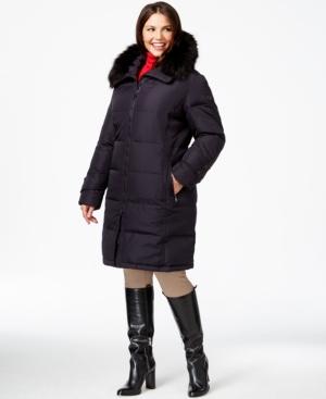 Calvin Klein Plus Size Hooded Faux-fur-trim Quilted Down Puffer Coat