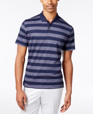 Calvin Klein Men's Heathered Striped Liquid Cotton Polo