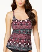 Island Escape Monaco Flame Medallion-print Strappy Push-up Tankini Top Women's Swimsuit