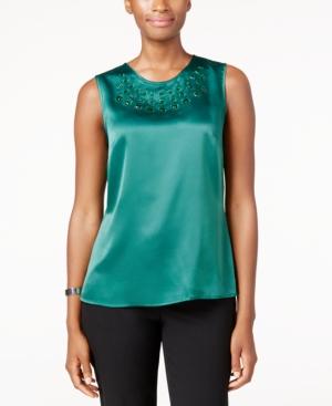 Kasper Embellished Charmeuse Shell