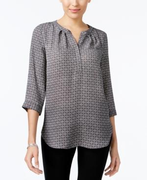 Ny Collection Printed Pleated Blouse