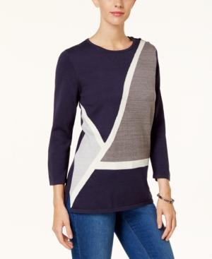 Alfred Dunner Colorblocked Tunic Sweater
