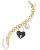 Thalia Sodi Gold-tone Imitation Pearl Enamel Heart Charm Bracelet, Only At Macy's