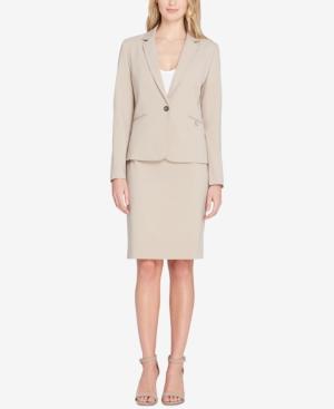 Tahari Asl One-button Pinstriped Skirt Suit, Regular And Petite
