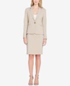 Tahari Asl One-button Pinstriped Skirt Suit, Regular And Petite