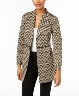 Kasper Zipper-trim Jacquard Topper Jacket