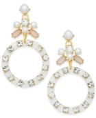 Inc International Concepts Gold-tone Imitation Pearl & Resin Hoop Drop Earrings, Created For Macy's