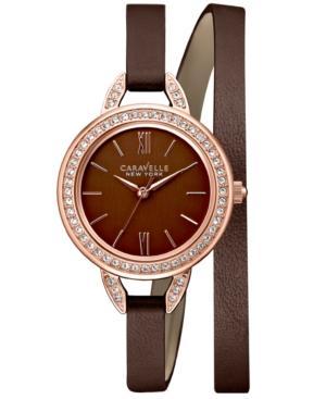 Caravelle By Bulova Women's Brown Leather Double Wrap Strap Watch 28mm 44l130
