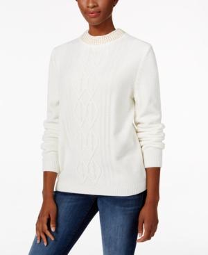 Alfred Dunner Beaded-neck Chenille Sweater