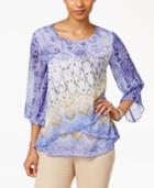 Jm Collection Crisscross-hem Bell-sleeve Top, Only At Macy's