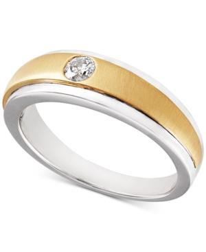 Men's Diamond Two-tone Ring (1/6 Ct. T.w.) In 10k Gold & White Gold