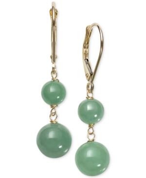 Dyed Jadeite (6 & 8mm) Beaded Drop Earrings In 14k Gold