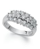 Trumiracle Diamond Ring, Sterling Silver 3-row Round-cut Diamond Ring (1/2 Ct. T.w.)