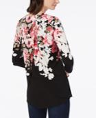 Charter Club Floral-print Split-back Top, Created For Macy's