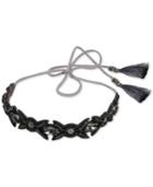 Deepa Gunmetal-tone Crystal & Tassel Suede Headband