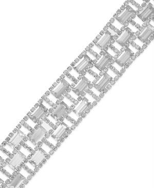 Charter Club Silver-tone Crystal Stone Flex Bracelet