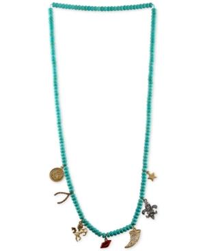 Rachel Rachel Roy Gold-tone Crystal Charm Beaded Necklace