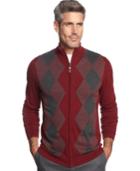 Tasso Elba Big And Tall Argyle Full-zip Sweater, Only At Macy's