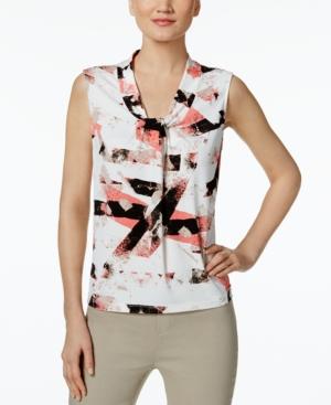 Calvin Klein Petite Twist-neck Printed Shell