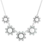 Lucky Brand Silver-tone Crystal & Imitation Pearl Flower Collar Necklace, 18 + 2 Extender