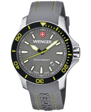 Wenger Men's Swiss Sea Force Gray Silicone Rubber Strap Watch 43mm 01.0641.110