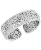 Diamond Filigree Cuff Bangle Bracelet (1/2 Ct. T.w.) In Sterling Silver