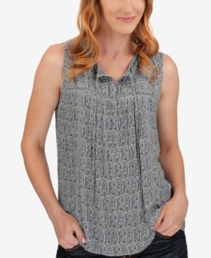 Lucky Brand Sleeveless Paisley-print Tassel Top