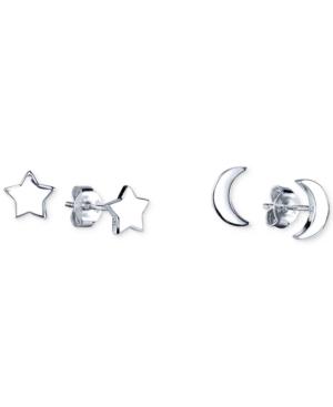 Unwritten Moon And Star Stud Earring Duo In Sterling Silver
