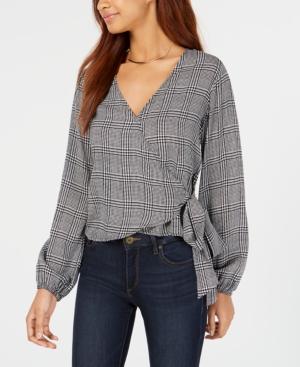 Project 28 Juniors' Houndstooth-print Wrap Blouse