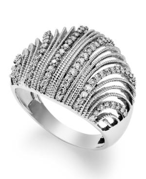 Diamond Ring, Sterling Silver Diamond Shell Ring (1/2 Ct. T.w.)