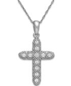 Diamond Cross Pendant Necklace In 14k White Gold (1/8 Ct. T.w.)