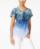 Style & Co. Printed Pleated-neck Top, Only At Macy's
