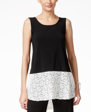 Alfani Sleeveless Lace-hem Top, Only At Macy's