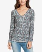 William Rast Embellished Floral-print Top
