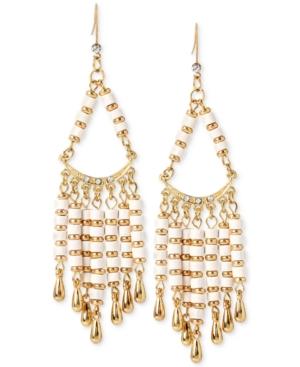 M. Haskell For Inc Gold-tone White Beaded Chandelier Earrings, Only At Macy's