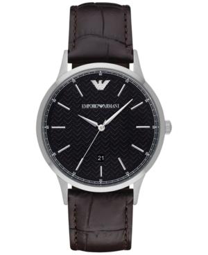 Emporio Armani Men's Dark Brown Leather Strap Watch 43mm Ar2480